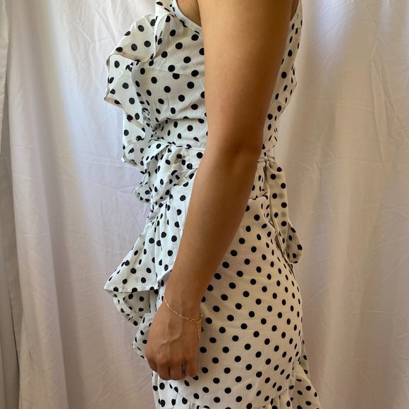 Polka dot wrap mini dress (S) - Picture 2 of 3